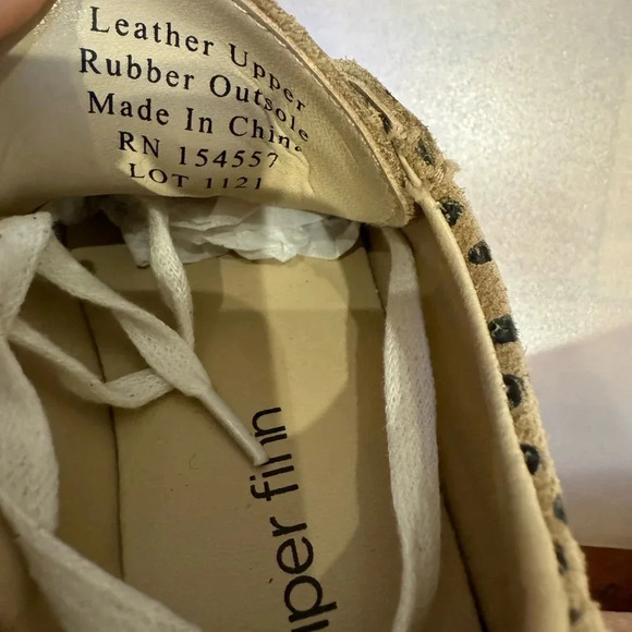 Piper Finn Kid Size 6 Leather Cheetah Low Top Sneakers (new) Display Model Pics - Picture 6 of 7